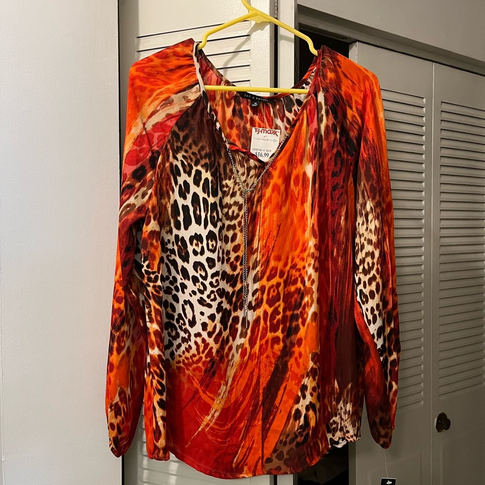 Zac & Rachel NWT Sheer Animal-Print Tunic, Size Medium/Large